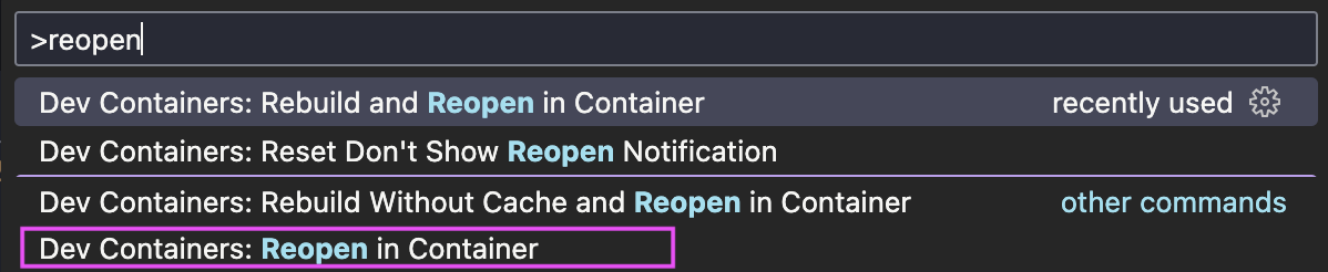 Reopen in Container